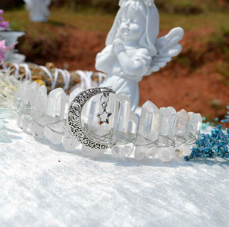 Raw Crystal Quartz Crown Headband