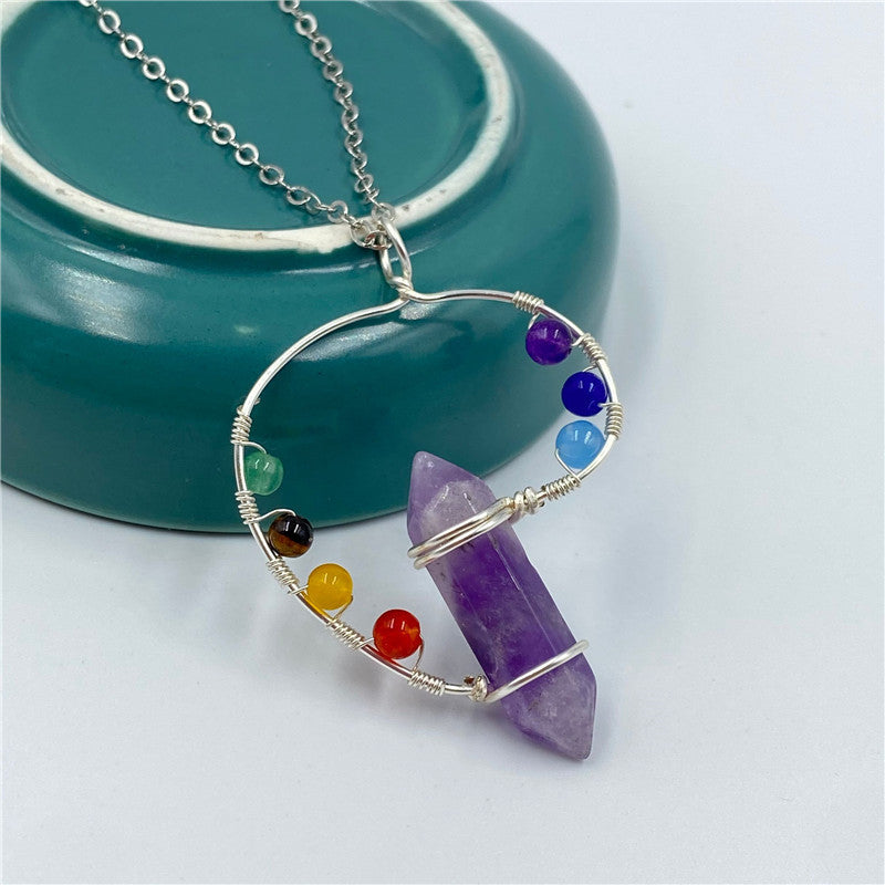 Chakra Bead Double Point Pendant