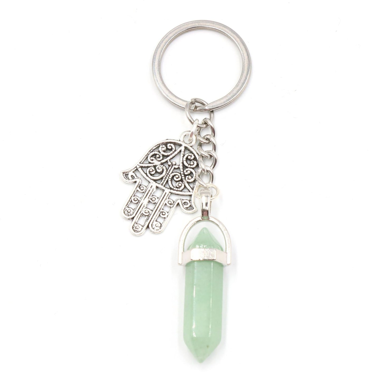 Crystal Point&Hamsa Keychain