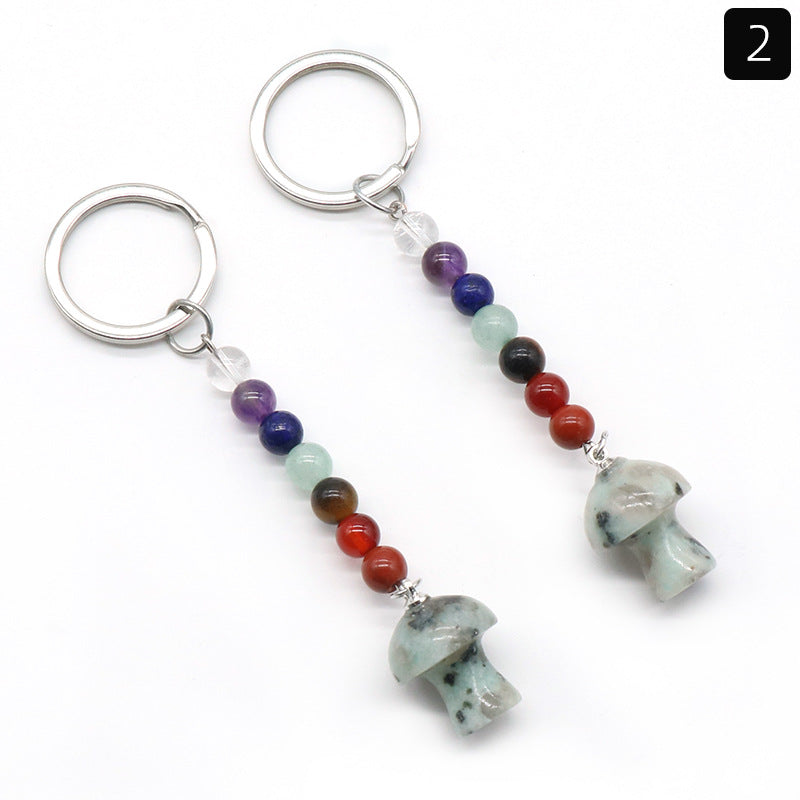 Crystal Mushroom Chakra Key Chain