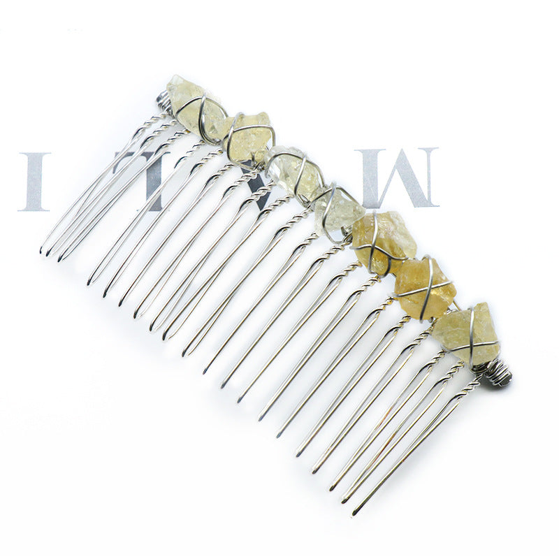 Natural Crystal Teeth Comb Hairpin