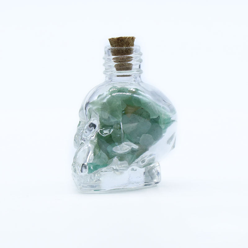 Skull Shaped Crystal Chip Wishing Bottle