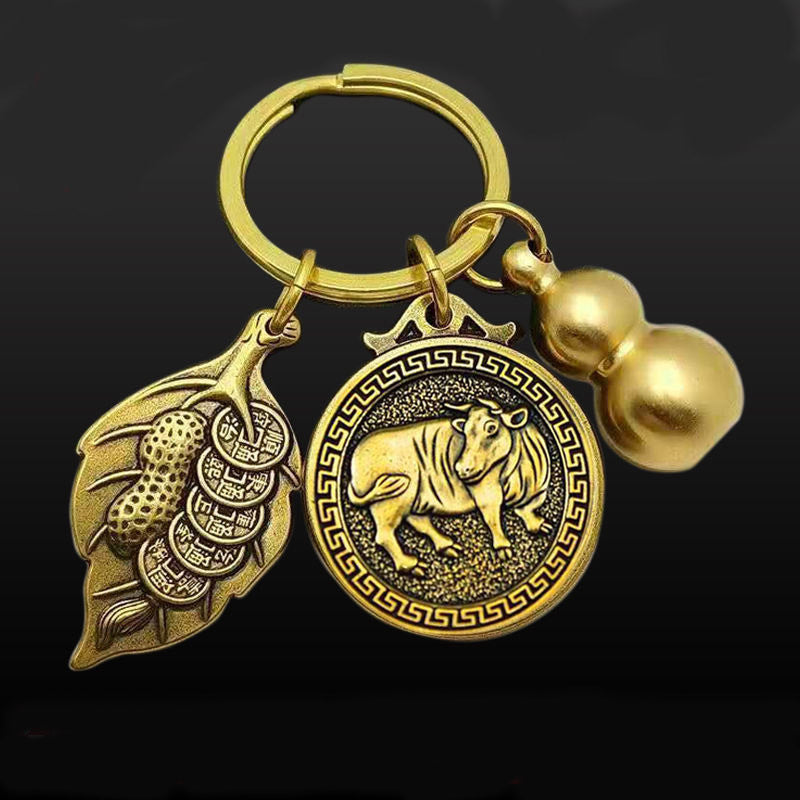 12 Zodiac Animal Brass Keychain