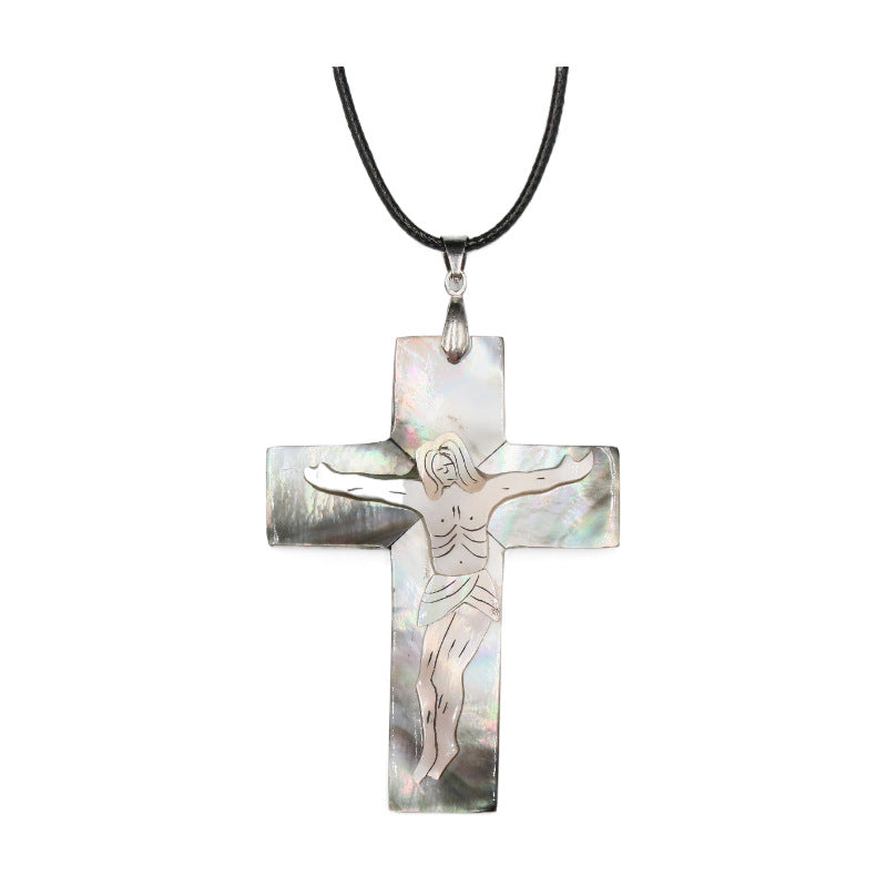 Abalone Shell Crucifixion of Jesus Pendant