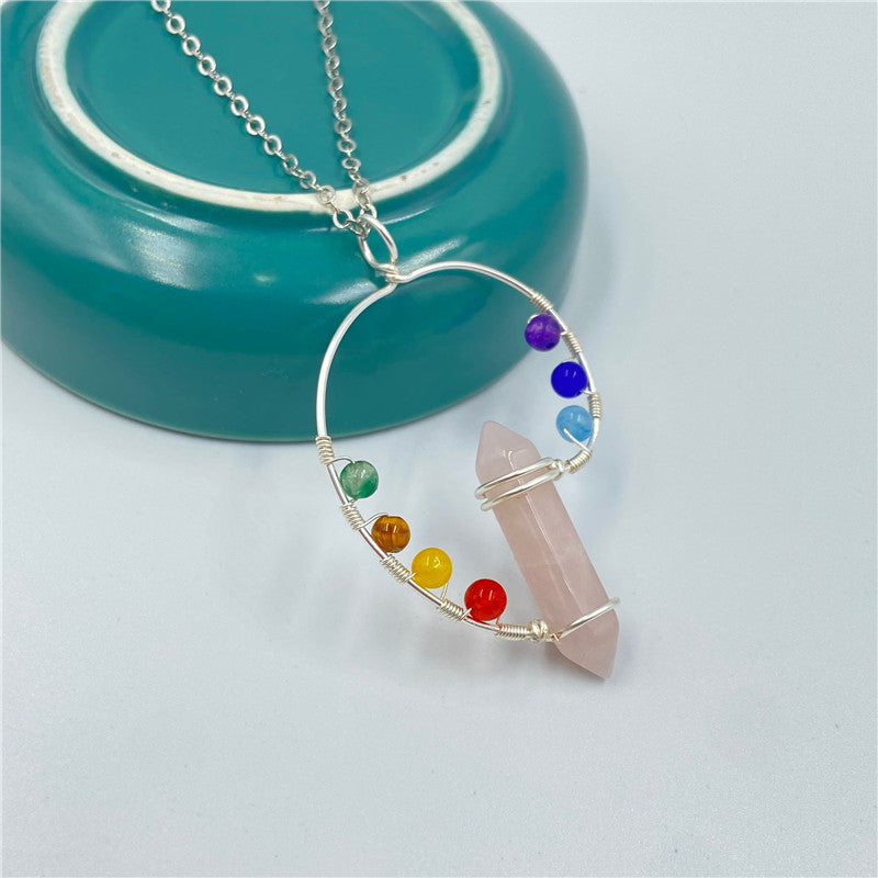 Chakra Bead Double Point Pendant