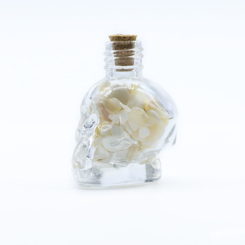 Skull Shaped Crystal Chip Wishing Bottle