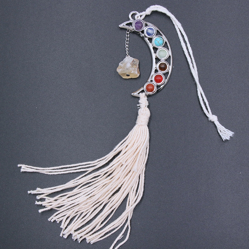 Chakra Moon Crystal Raw Hanging