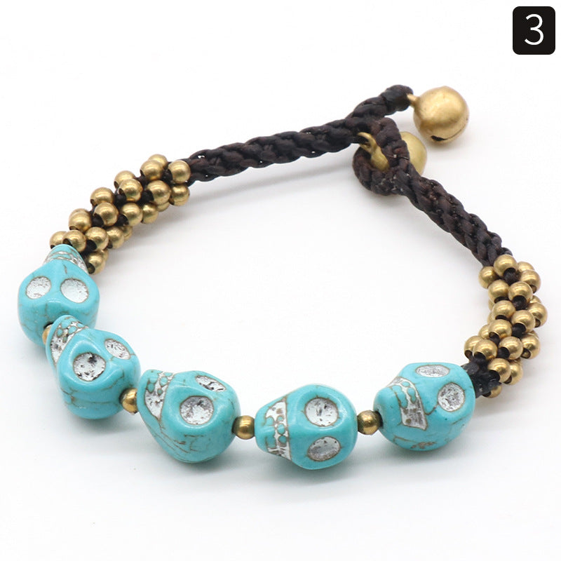 Day of the Dead Colorful Turquoise Skull Bracelet