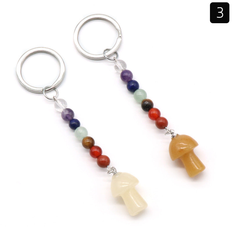 Crystal Mushroom Chakra Key Chain