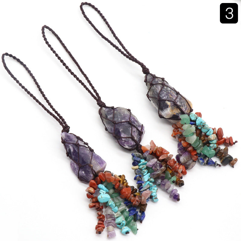 Chakra Chips Raw Crystal Car Hanging