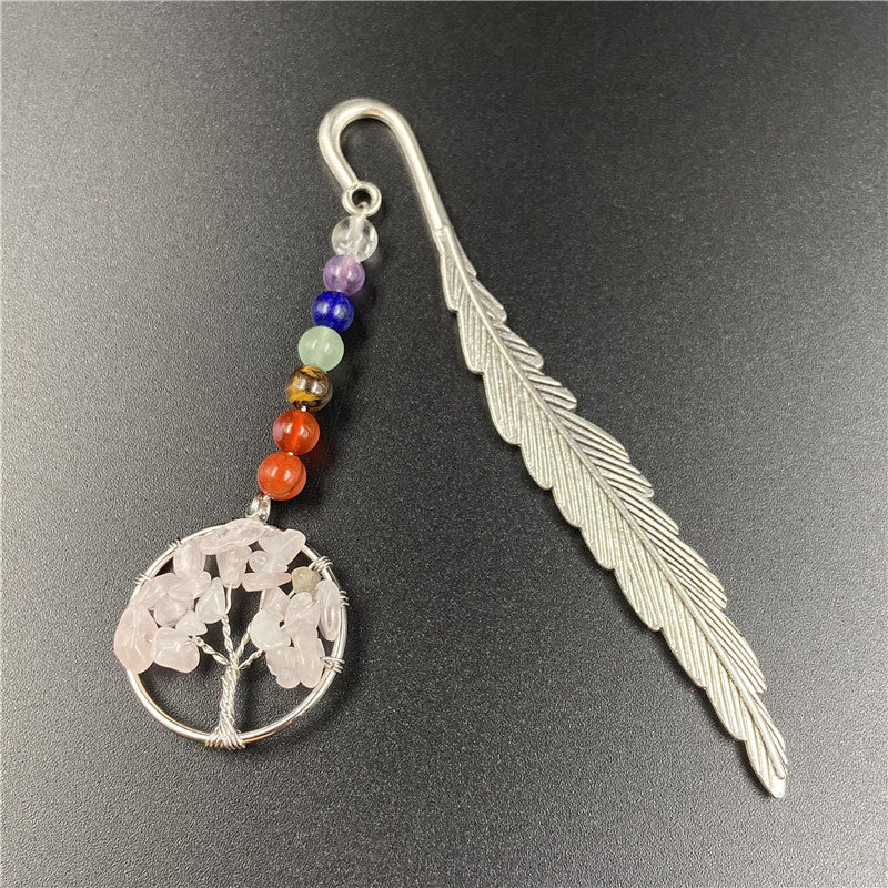 Life Tree Chakra Silver Feather Bookmark