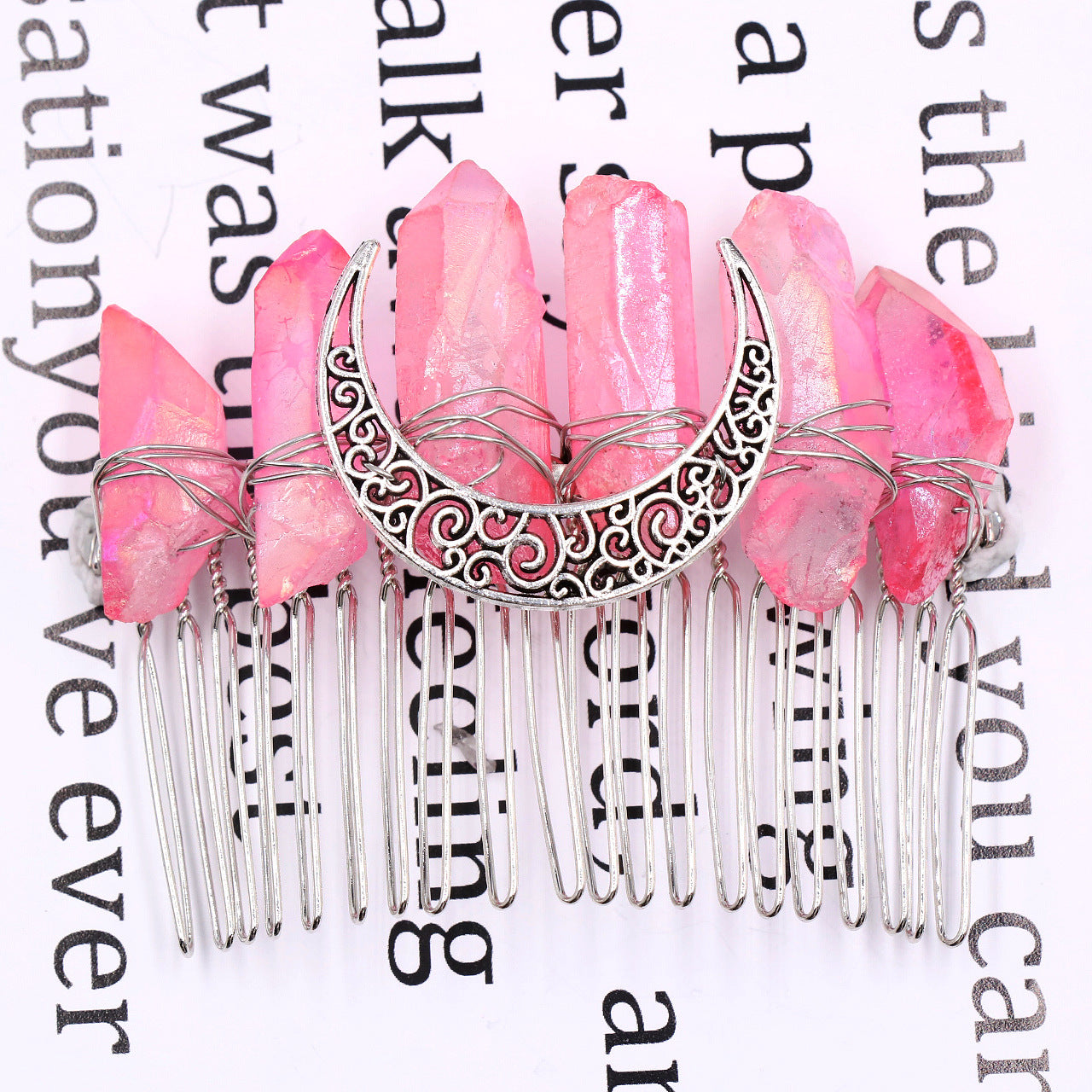 Aura Quartz Comb Hairpin