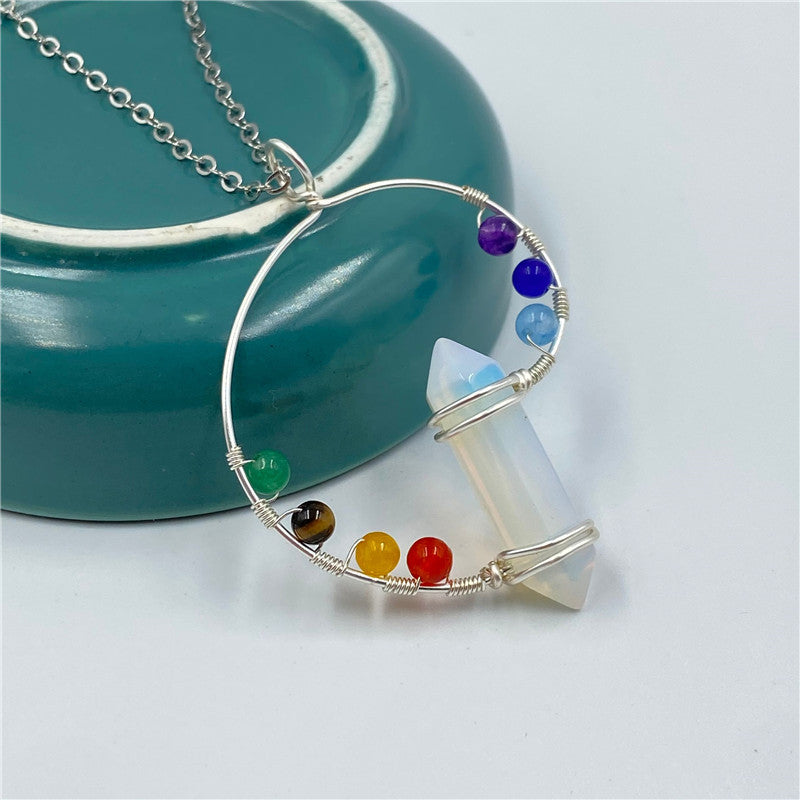 Chakra Bead Double Point Pendant