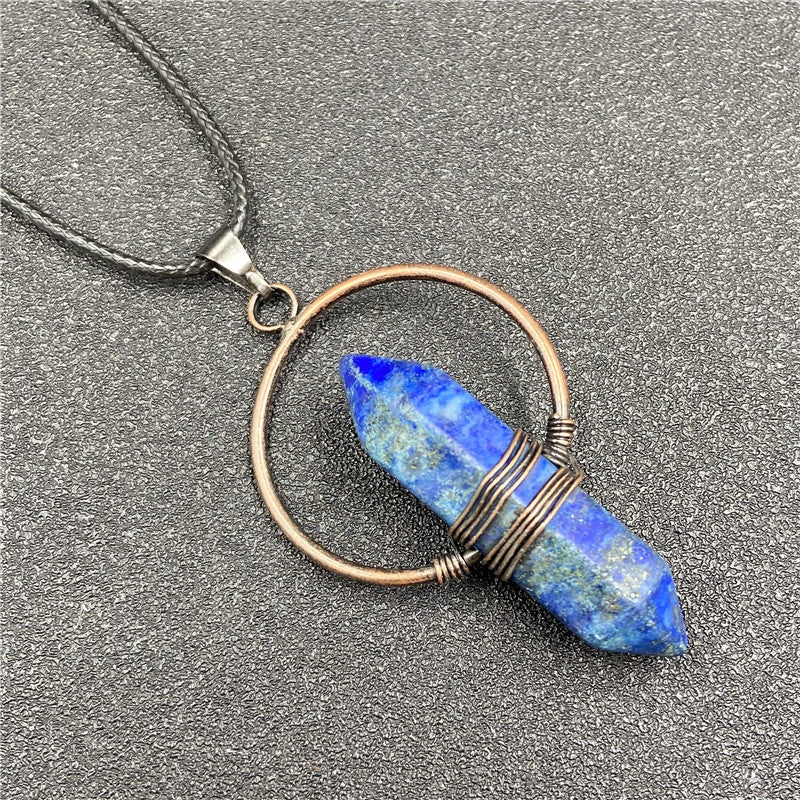 Crystal Point Metal Ring Pendant