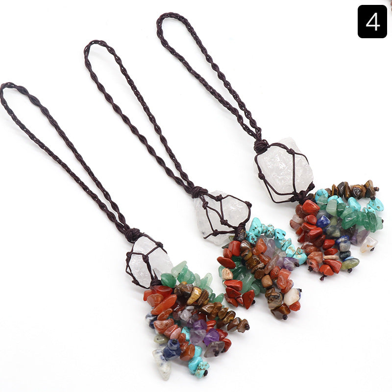 Chakra Chips Raw Crystal Car Hanging