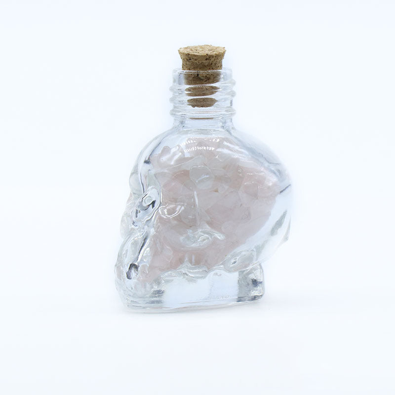 Skull Shaped Crystal Chip Wishing Bottle