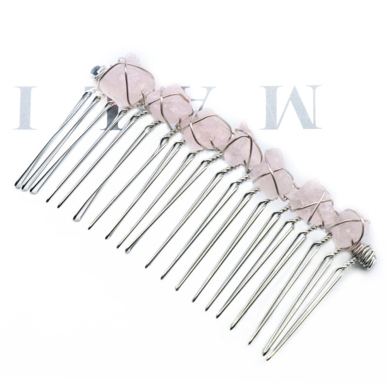 Natural Crystal Teeth Comb Hairpin