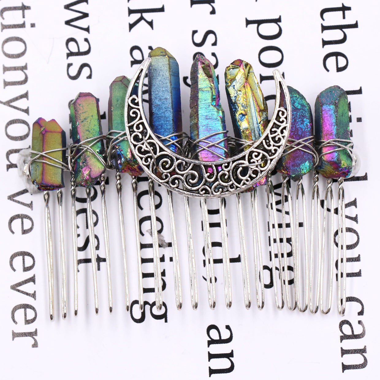 Aura Quartz Comb Hairpin