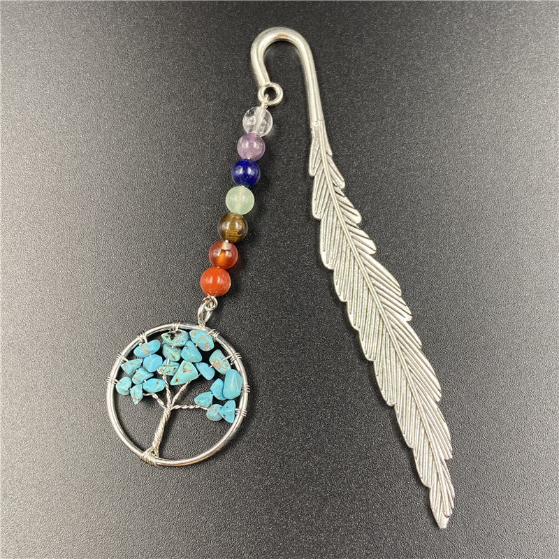 Life Tree Chakra Silver Feather Bookmark