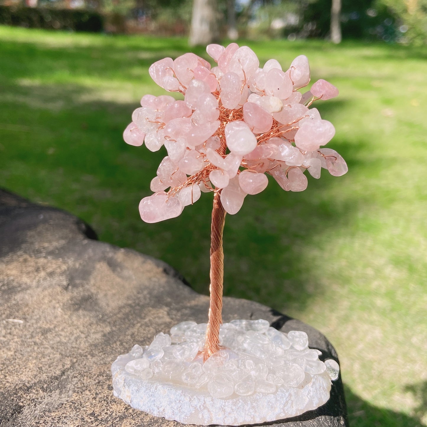 Agate Slice&Crystal Chip Money Tree