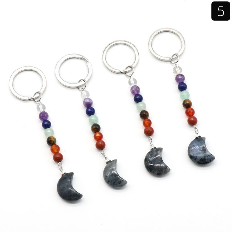 Crystal Moon Star Chakra Key Chain