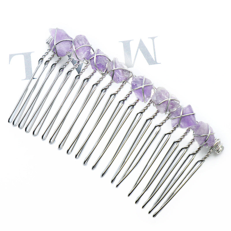 Natural Crystal Teeth Comb Hairpin