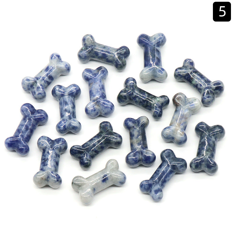 Natural Gem Stones Dog Bone Charms Figurines