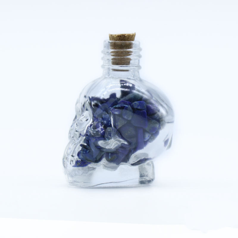 Skull Shaped Crystal Chip Wishing Bottle