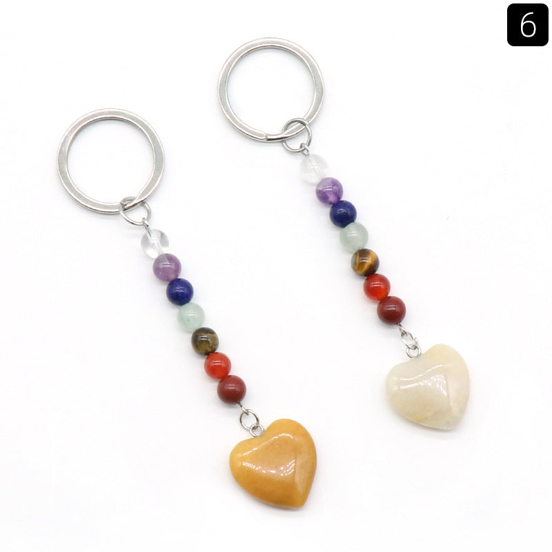 Crystal Heart Stone Chakra Key Chain