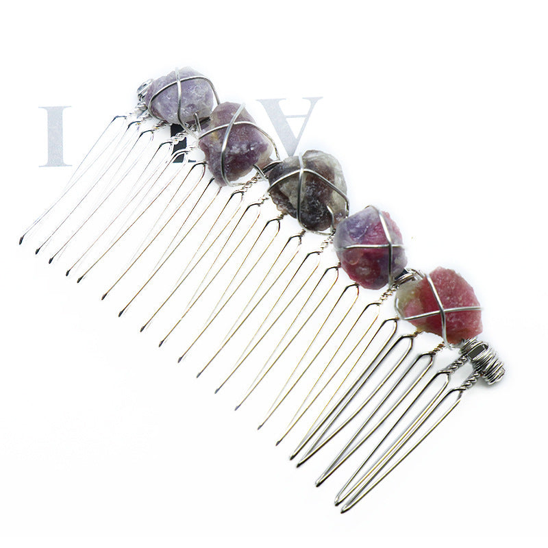 Natural Crystal Teeth Comb Hairpin