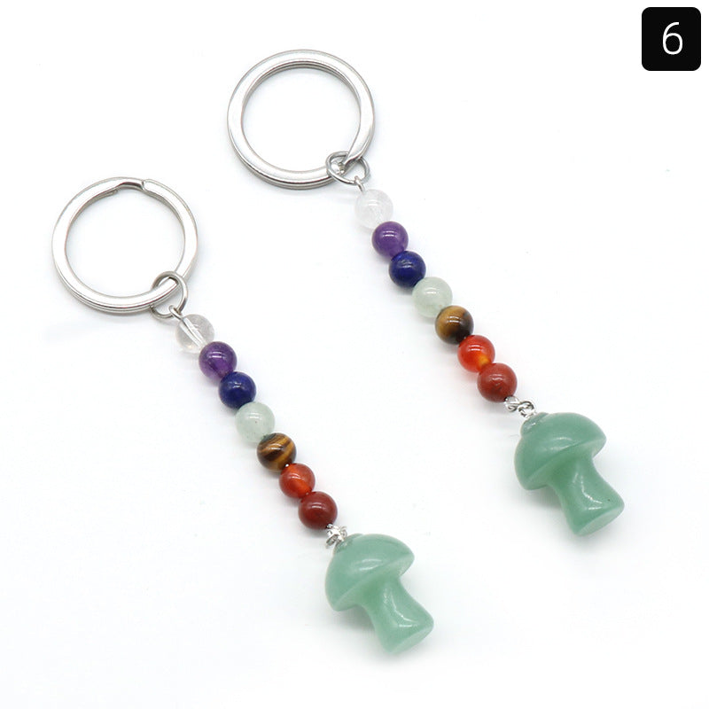 Crystal Mushroom Chakra Key Chain