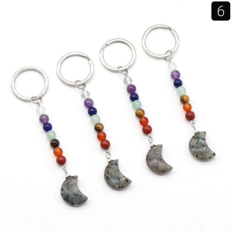 Crystal Moon Star Chakra Key Chain