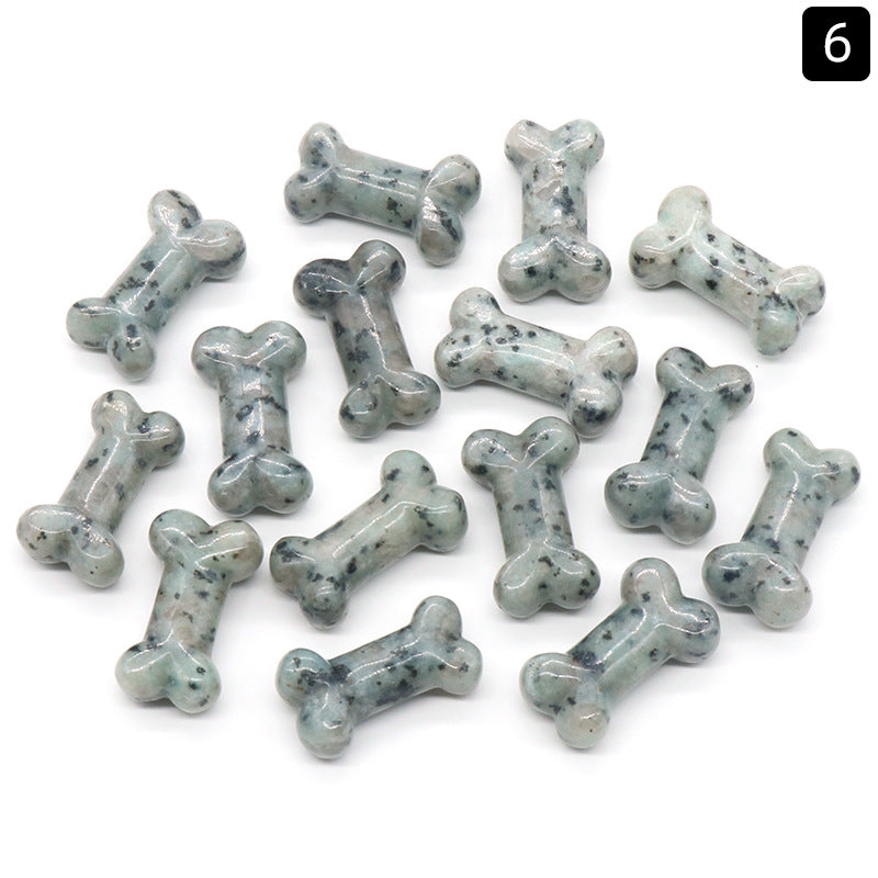 Natural Gem Stones Dog Bone Charms Figurines