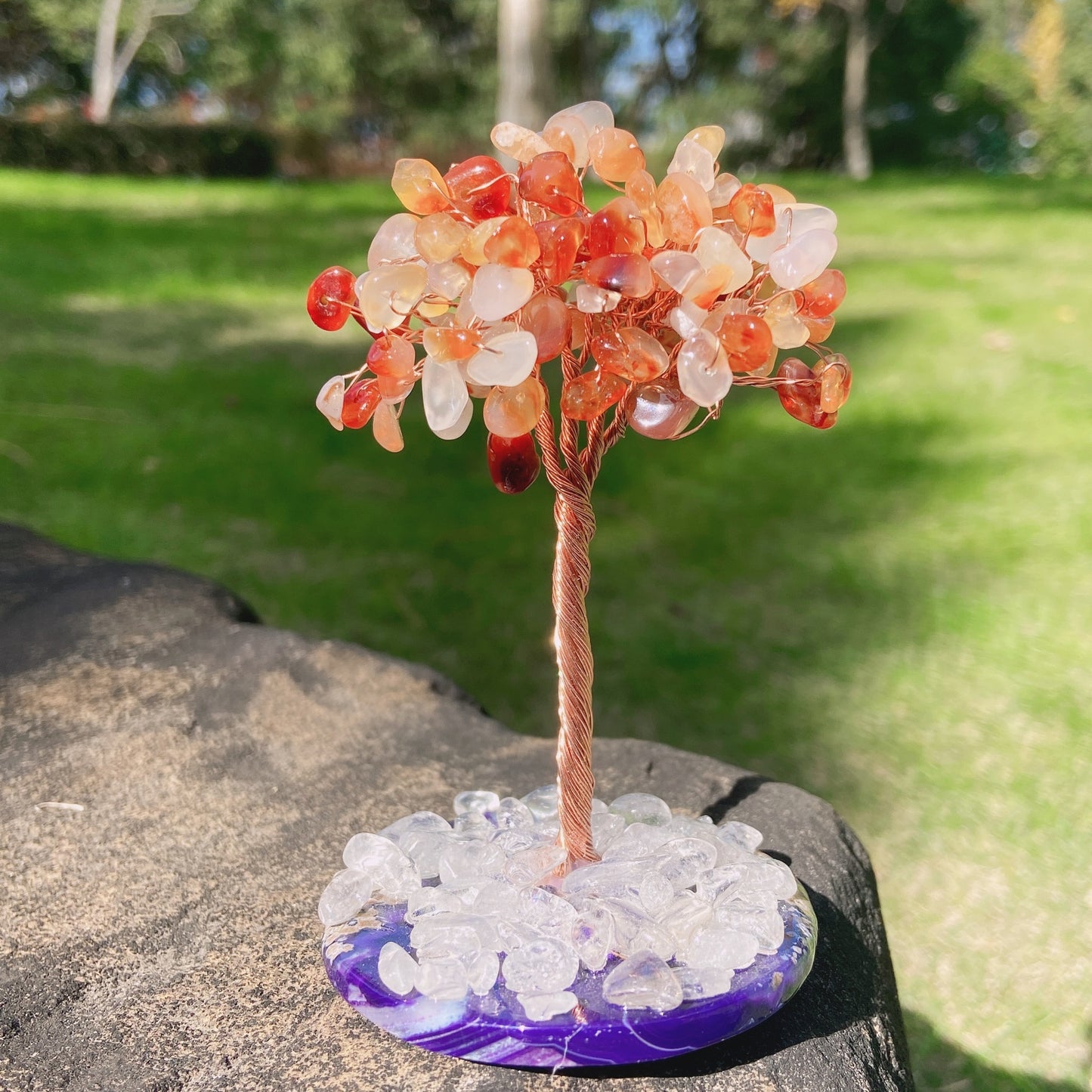 Agate Slice&Crystal Chip Money Tree