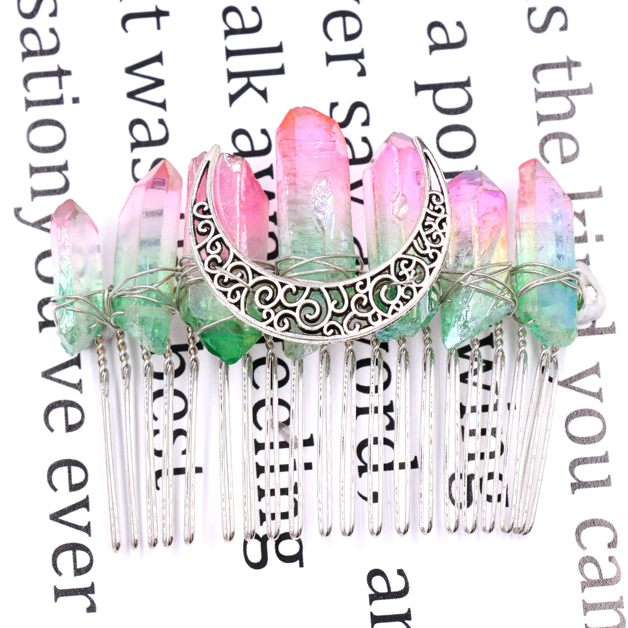 Aura Quartz Comb Hairpin