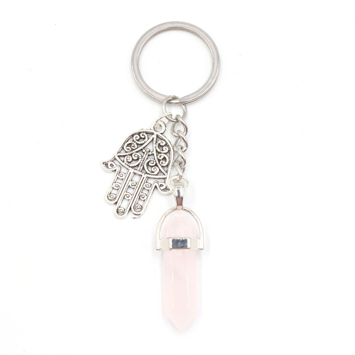 Crystal Point&Hamsa Keychain