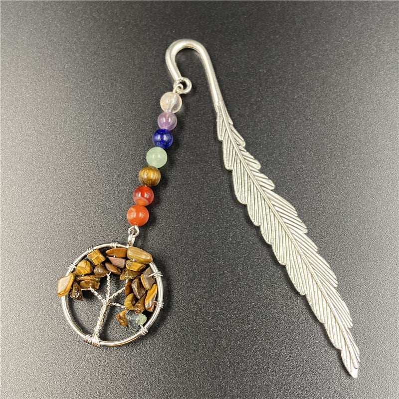 Life Tree Chakra Silver Feather Bookmark