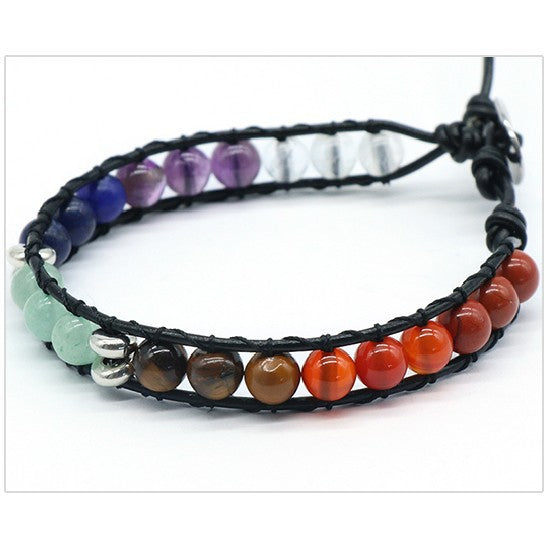 Leather Cord&Round Bead Bracelet