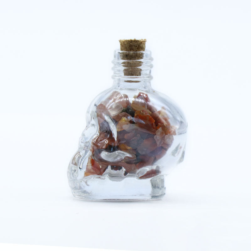 Skull Shaped Crystal Chip Wishing Bottle