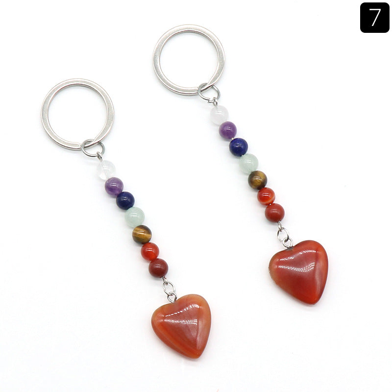 Crystal Heart Stone Chakra Key Chain