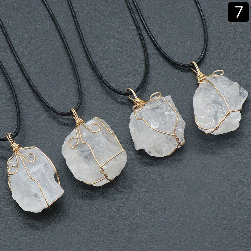 Raw Stone Wire Wrapped Necklace