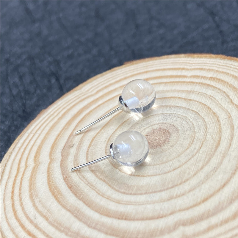 Natural Crystal Mini Ball Earring Studs