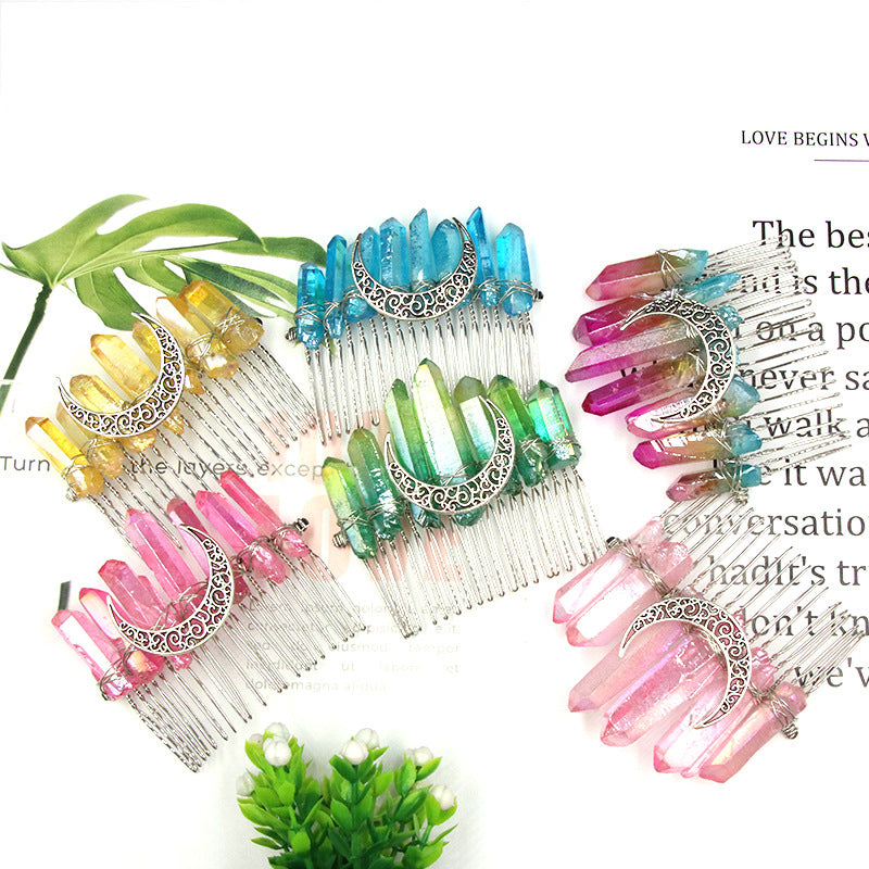 Aura Quartz Comb Hairpin