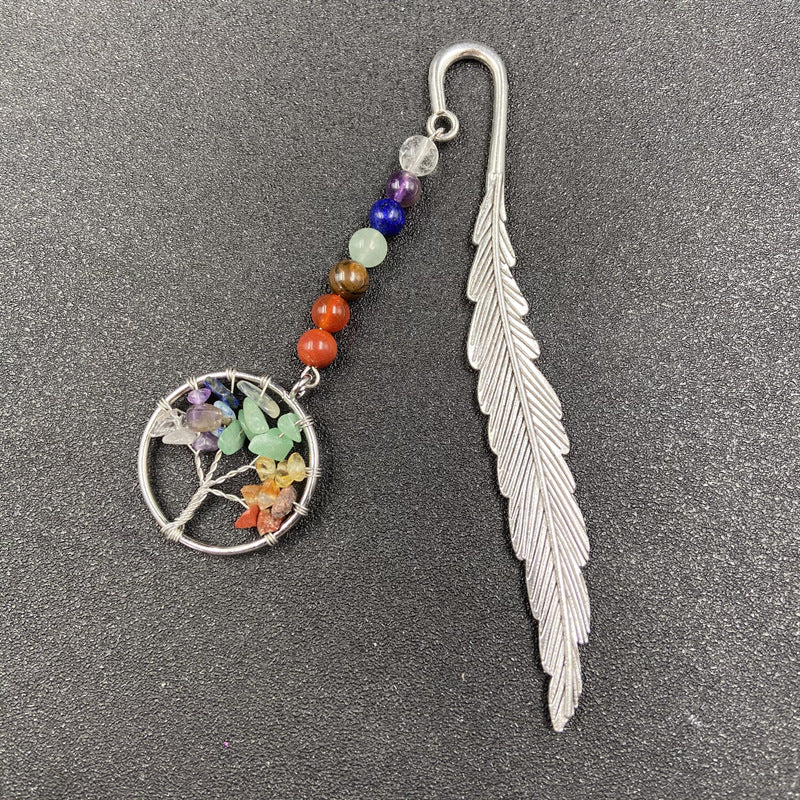 Life Tree Chakra Silver Feather Bookmark