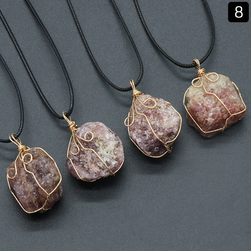 Raw Stone Wire Wrapped Necklace