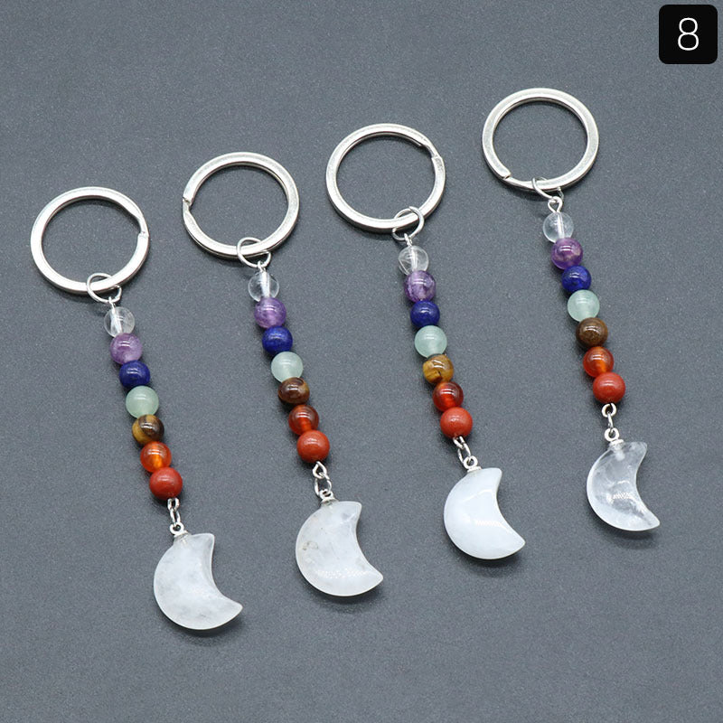 Crystal Moon Star Chakra Key Chain