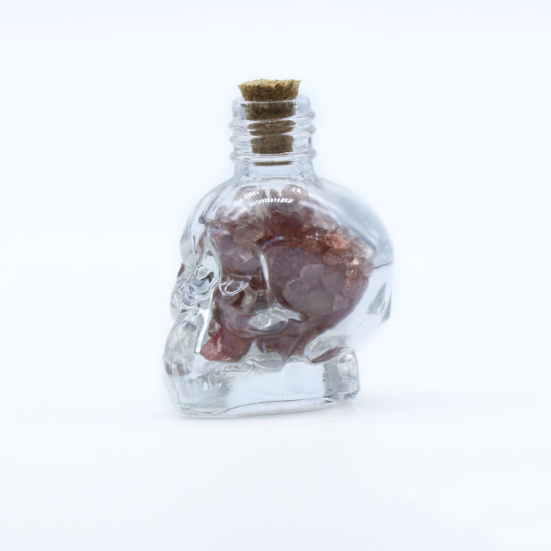 Skull Shaped Crystal Chip Wishing Bottle