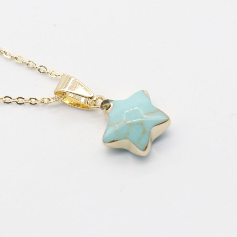 Half Gold Plated Crystal Star Necklace