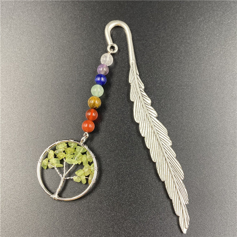 Life Tree Chakra Silver Feather Bookmark