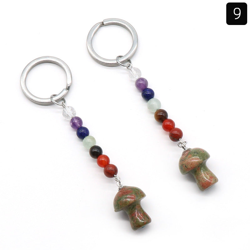 Crystal Mushroom Chakra Key Chain